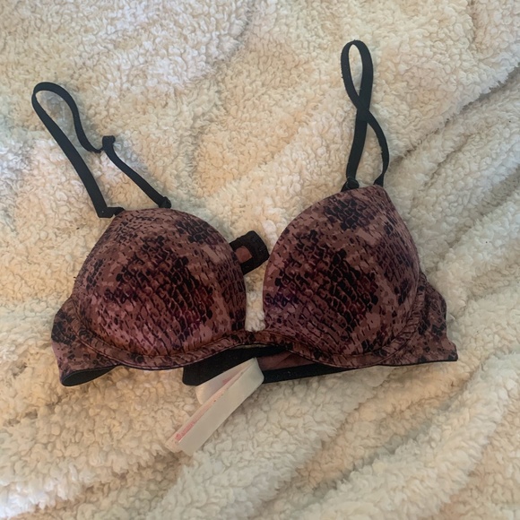 PINK snakeskin push up bra